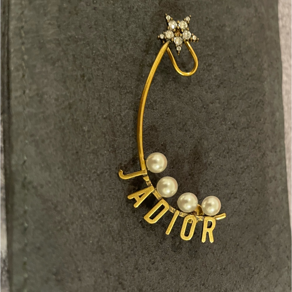 Authentic Dior Gold and Pearl Star Earring